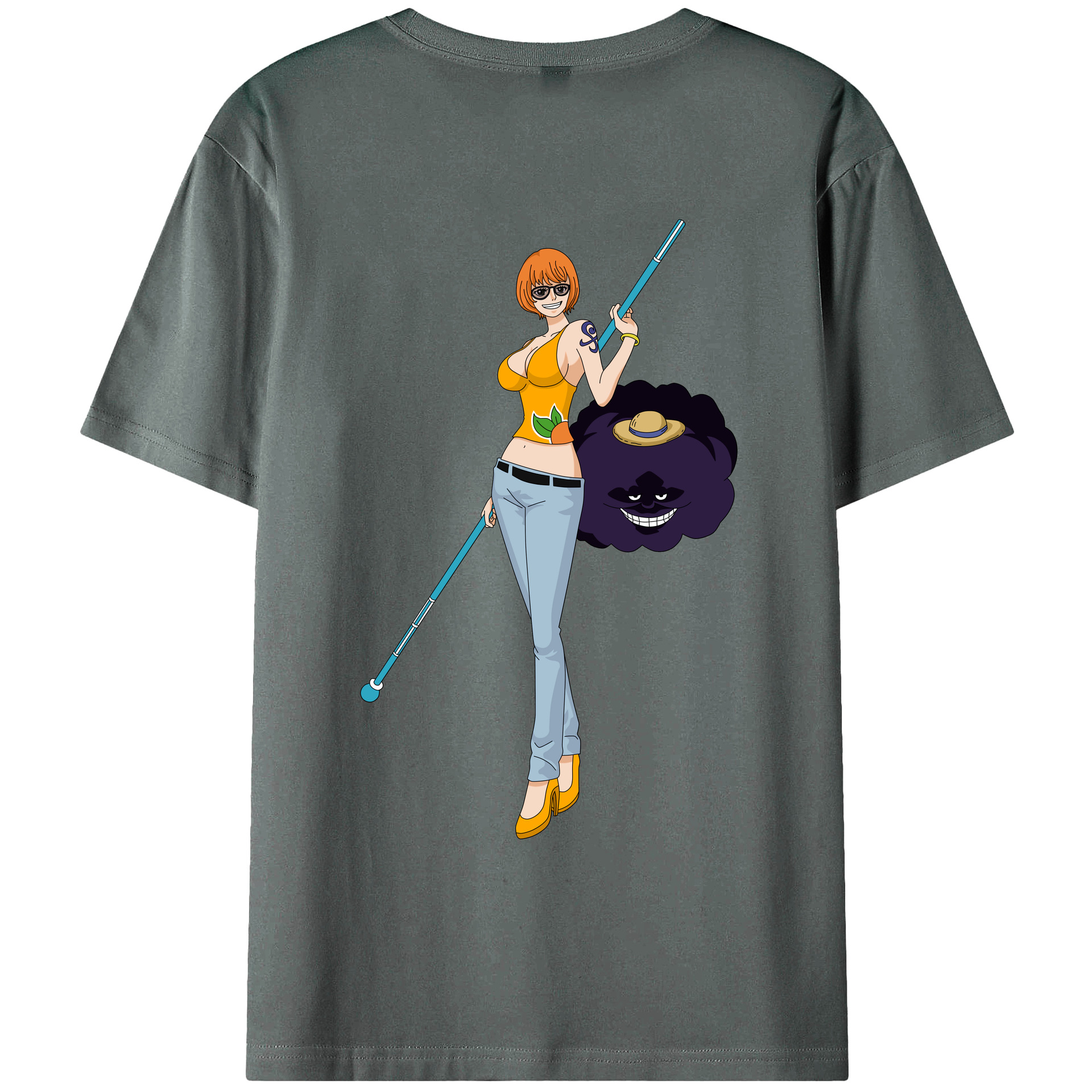 （画像用） ワンピース ナミ ONE PIECE Nami 綿100％ メンズ半袖Tシャツ（バックプリント） 通気性